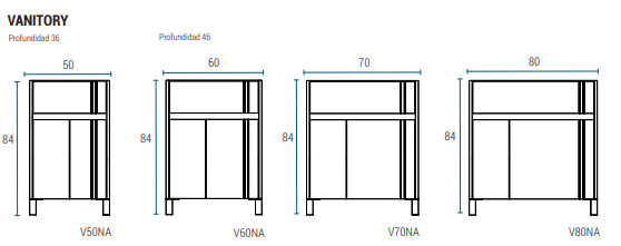 Muebles Schneider - Linea: Nature - VANITORY 50 NATURE Color: BLANCO TEXTURADO - V50NATXB