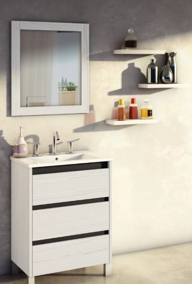 Muebles Schneider - Linea: Nature - VANITORY 100 PIANO Color: BLANCO TEXTURADO - V100PITXB