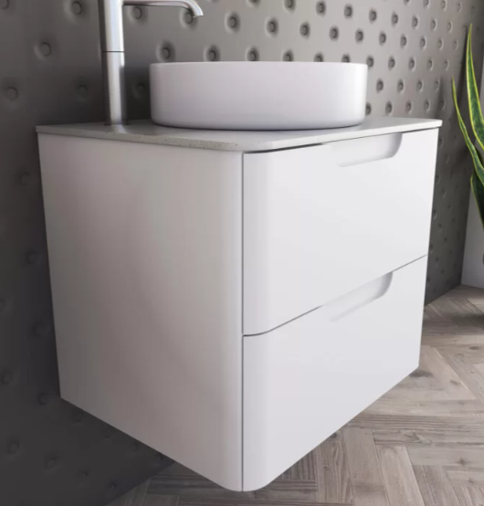 Muebles Schneider - Linea: UNIQUE - Vanitory colgante c/tapa 60 cm - 2 cajones - Color: Blanco